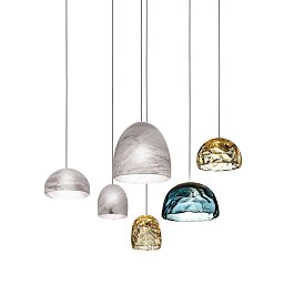 Obrázek pro produkt *I am Not Plastic Závěsné sv. pr. 250 x H 260 Broušená nerez Pravý bílý alabastr